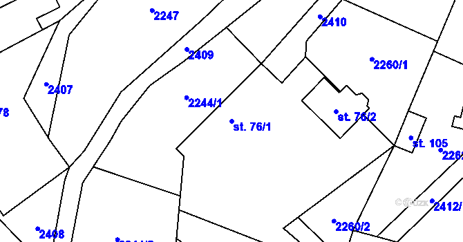 Parcela st. 76/1 v KÚ Řimovice, Katastrální mapa