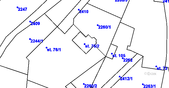 Parcela st. 76/2 v KÚ Řimovice, Katastrální mapa