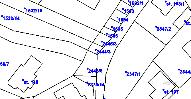 Parcela st. 2444/3 v KÚ Řimovice, Katastrální mapa