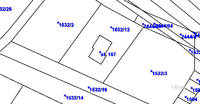 Parcela st. 167 v KÚ Řimovice, Katastrální mapa