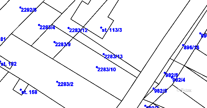 Parcela st. 2283/13 v KÚ Řimovice, Katastrální mapa
