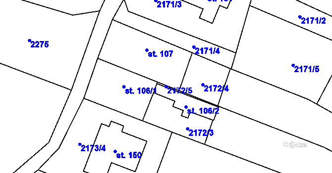 Parcela st. 2172/5 v KÚ Řimovice, Katastrální mapa