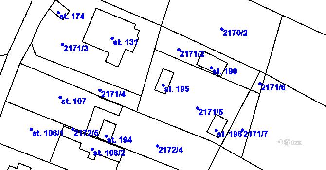 Parcela st. 195 v KÚ Řimovice, Katastrální mapa