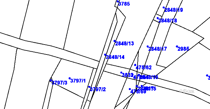 Parcela st. 2848/14 v KÚ Řípec, Katastrální mapa