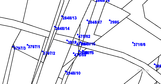 Parcela st. 2848/16 v KÚ Řípec, Katastrální mapa