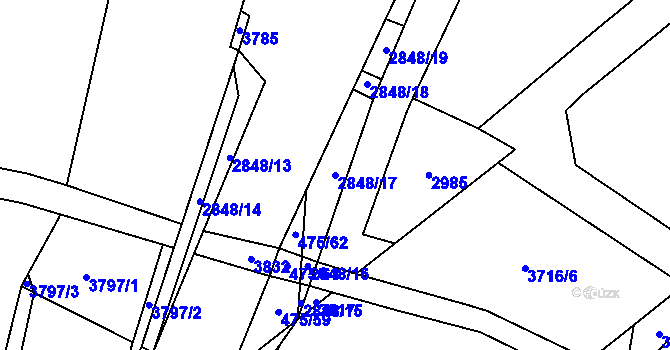 Parcela st. 2848/17 v KÚ Řípec, Katastrální mapa