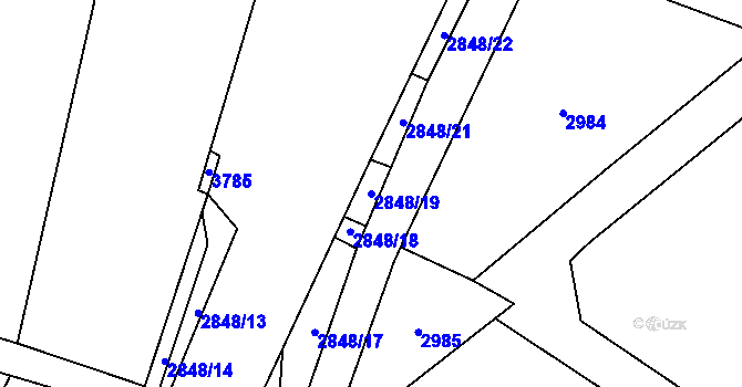 Parcela st. 2848/19 v KÚ Řípec, Katastrální mapa