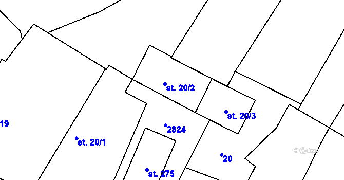 Parcela st. 20/2 v KÚ Řípec, Katastrální mapa