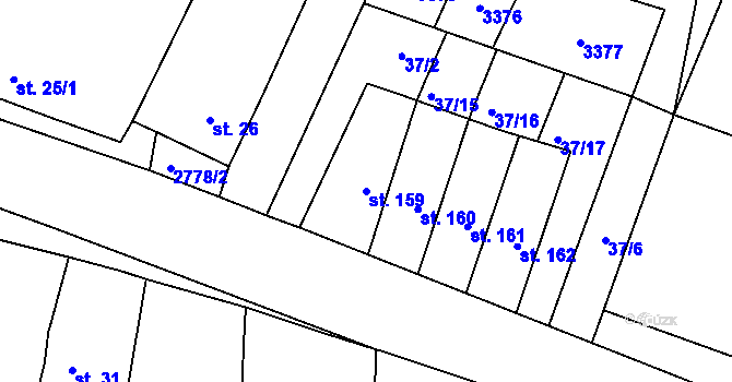 Parcela st. 159 v KÚ Řípec, Katastrální mapa