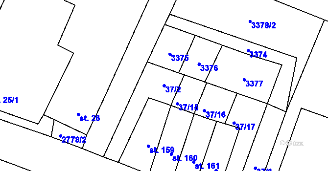 Parcela st. 37/2 v KÚ Řípec, Katastrální mapa