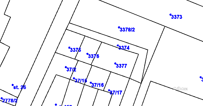 Parcela st. 37/3 v KÚ Řípec, Katastrální mapa