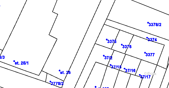 Parcela st. 37/4 v KÚ Řípec, Katastrální mapa