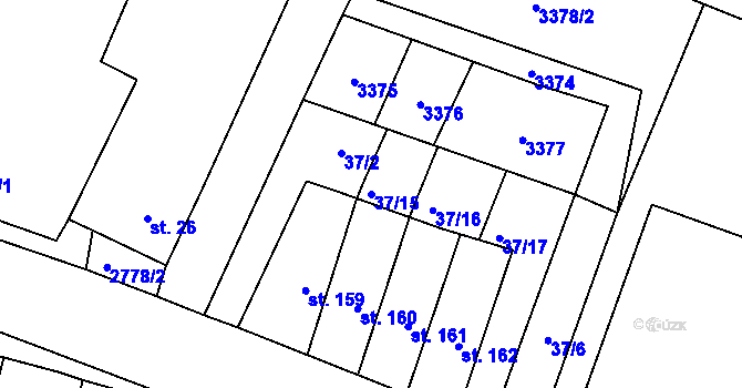 Parcela st. 37/15 v KÚ Řípec, Katastrální mapa