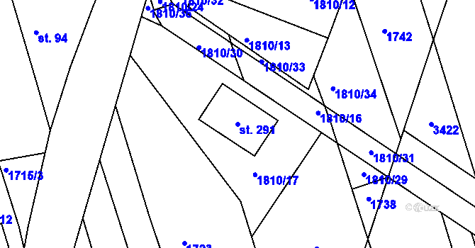 Parcela st. 291 v KÚ Řípec, Katastrální mapa