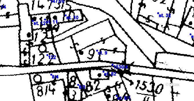 Parcela st. 9 v KÚ Řisuty u Slaného, Katastrální mapa