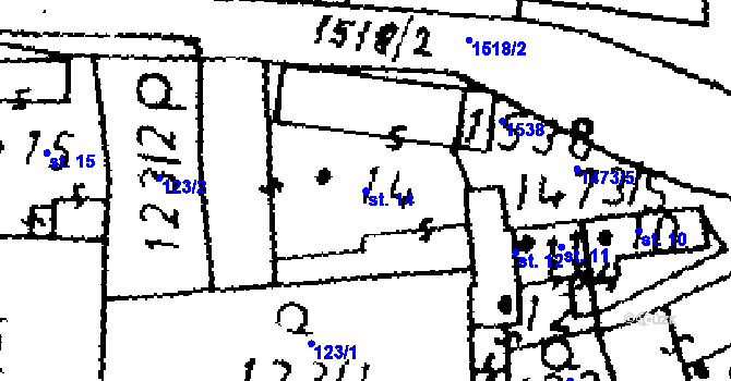 Parcela st. 14 v KÚ Řisuty u Slaného, Katastrální mapa