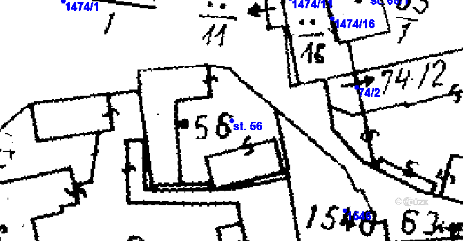 Parcela st. 56 v KÚ Řisuty u Slaného, Katastrální mapa