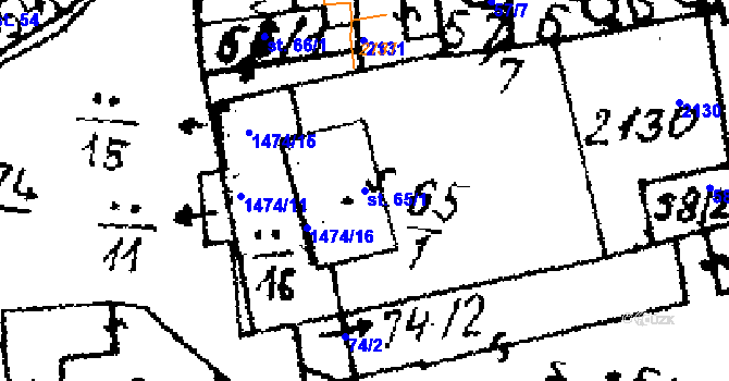 Parcela st. 65/1 v KÚ Řisuty u Slaného, Katastrální mapa
