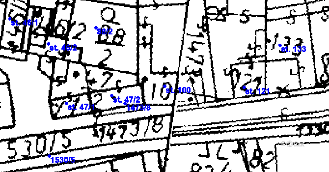 Parcela st. 100 v KÚ Řisuty u Slaného, Katastrální mapa