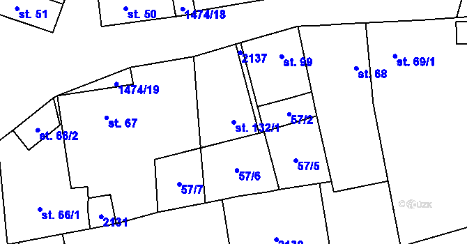 Parcela st. 132/1 v KÚ Řisuty u Slaného, Katastrální mapa