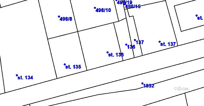 Parcela st. 136 v KÚ Řisuty u Slaného, Katastrální mapa