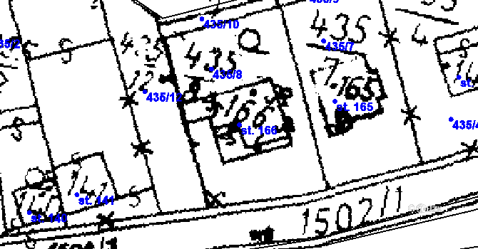 Parcela st. 166 v KÚ Řisuty u Slaného, Katastrální mapa