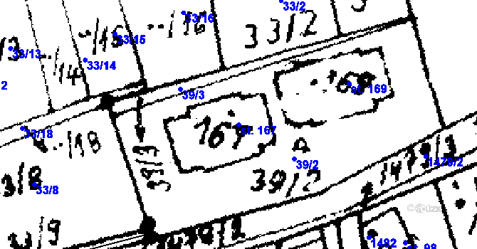 Parcela st. 167 v KÚ Řisuty u Slaného, Katastrální mapa