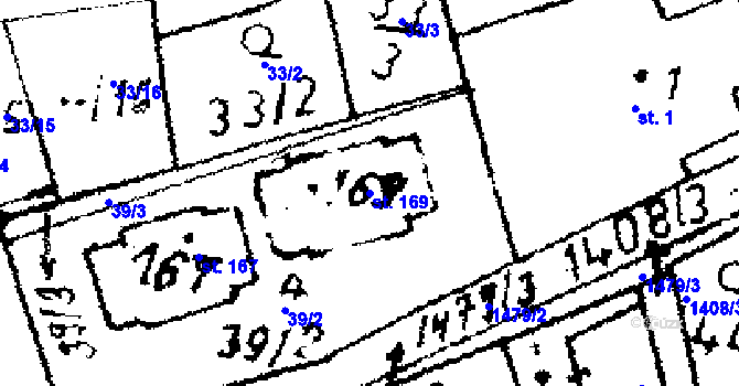Parcela st. 169 v KÚ Řisuty u Slaného, Katastrální mapa