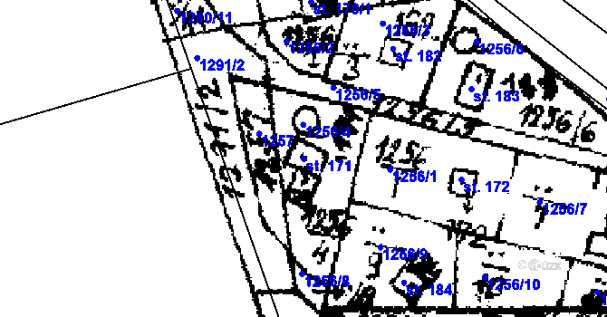 Parcela st. 171 v KÚ Řisuty u Slaného, Katastrální mapa