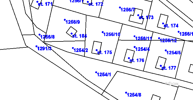 Parcela st. 175 v KÚ Řisuty u Slaného, Katastrální mapa