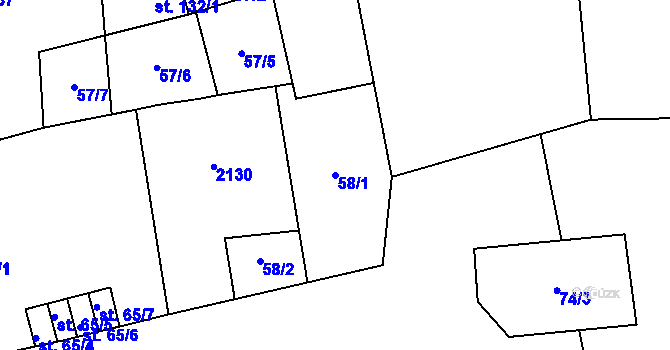 Parcela st. 58/1 v KÚ Řisuty u Slaného, Katastrální mapa