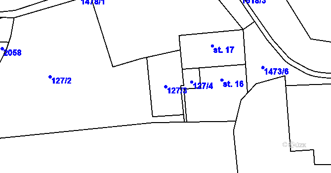 Parcela st. 127/3 v KÚ Řisuty u Slaného, Katastrální mapa