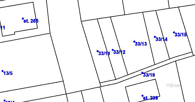 Parcela st. 33/11 v KÚ Řisuty u Slaného, Katastrální mapa