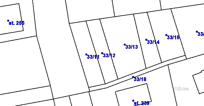 Parcela st. 33/12 v KÚ Řisuty u Slaného, Katastrální mapa