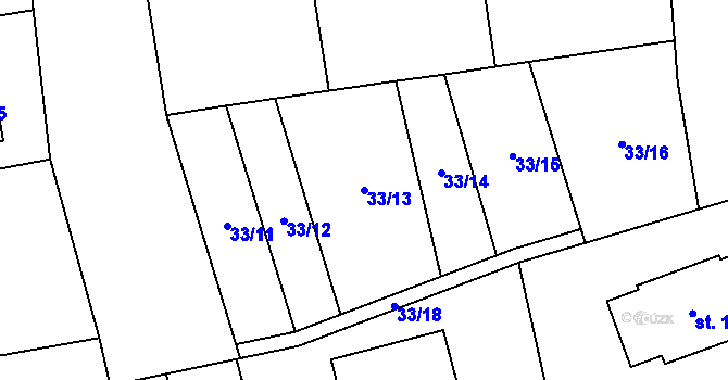 Parcela st. 33/13 v KÚ Řisuty u Slaného, Katastrální mapa