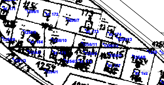 Parcela st. 1256/11 v KÚ Řisuty u Slaného, Katastrální mapa