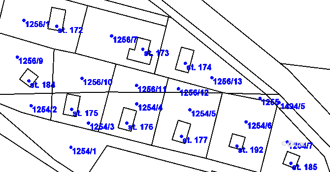 Parcela st. 1256/12 v KÚ Řisuty u Slaného, Katastrální mapa