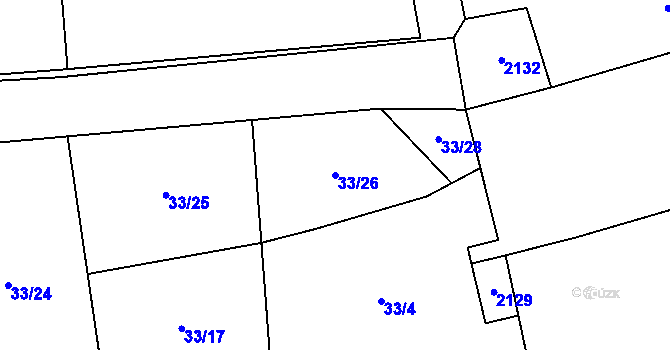 Parcela st. 33/26 v KÚ Řisuty u Slaného, Katastrální mapa
