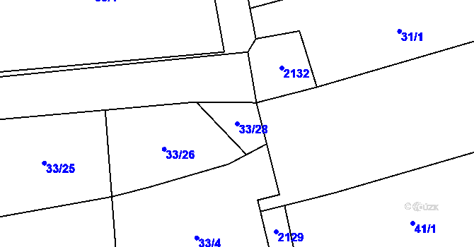 Parcela st. 33/28 v KÚ Řisuty u Slaného, Katastrální mapa