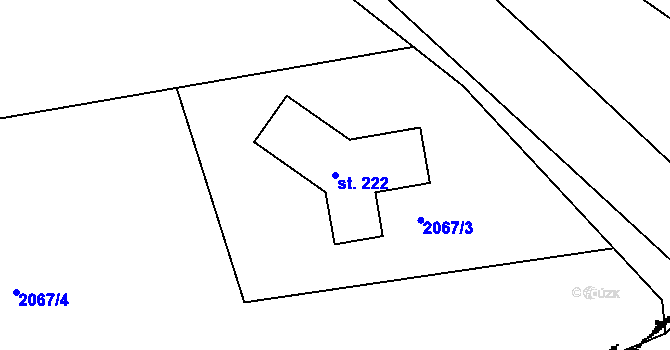 Parcela st. 222 v KÚ Řisuty u Slaného, Katastrální mapa