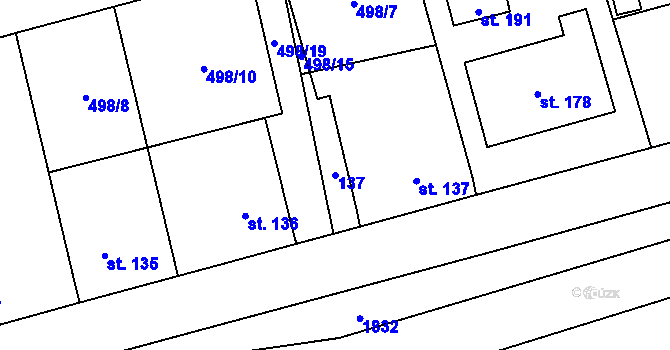 Parcela st. 137 v KÚ Řisuty u Slaného, Katastrální mapa