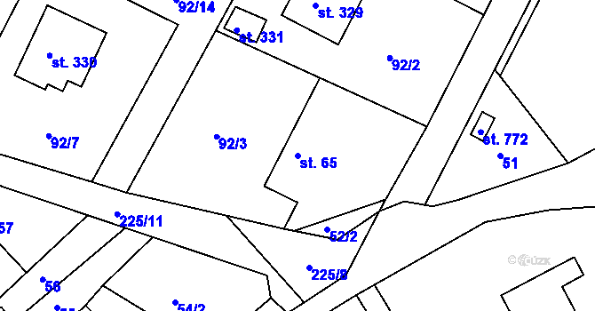 Parcela st. 65 v KÚ Řitka, Katastrální mapa