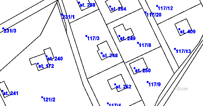 Parcela st. 248 v KÚ Řitka, Katastrální mapa