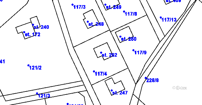 Parcela st. 262 v KÚ Řitka, Katastrální mapa