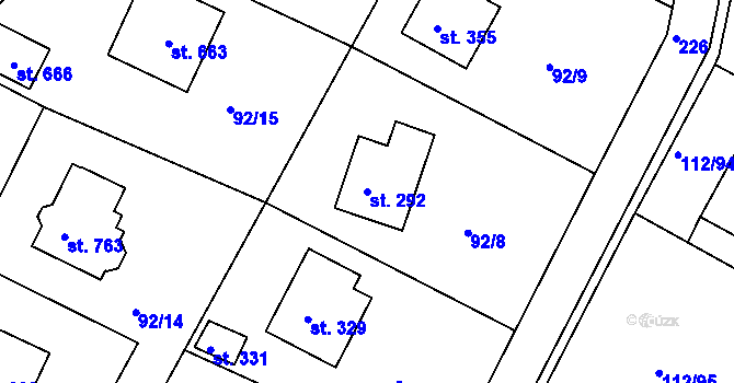 Parcela st. 292 v KÚ Řitka, Katastrální mapa