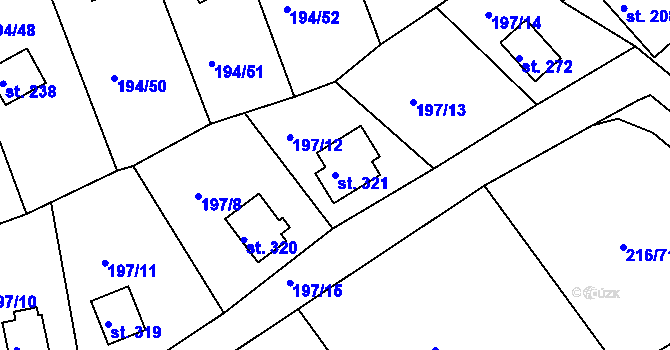 Parcela st. 321 v KÚ Řitka, Katastrální mapa