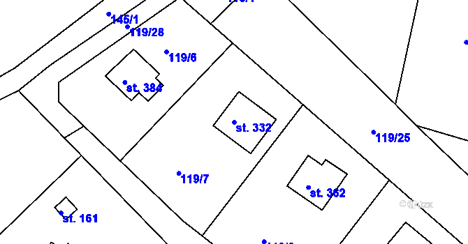 Parcela st. 332 v KÚ Řitka, Katastrální mapa