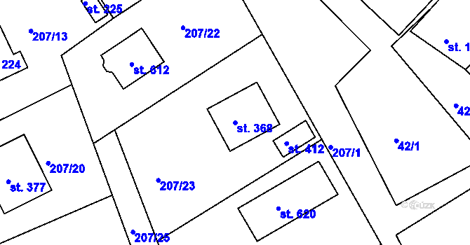 Parcela st. 368 v KÚ Řitka, Katastrální mapa