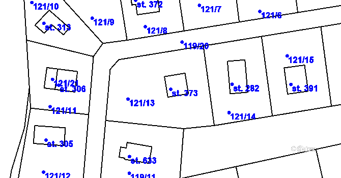 Parcela st. 373 v KÚ Řitka, Katastrální mapa
