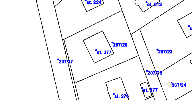 Parcela st. 377 v KÚ Řitka, Katastrální mapa